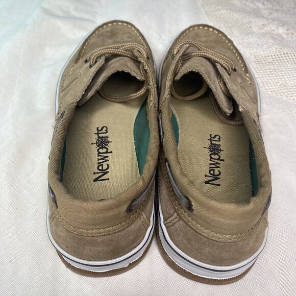 NEWPORTS Boat Shoes Suede Nubuck Lace Up Loafers Rubber Soles Mens 8 Tan Brown - Picture 4 of 8